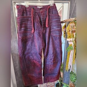 Free People We The Free Moxie Barrel Jean, flocked burgundy
